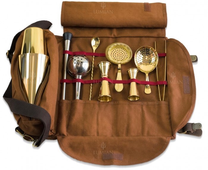 Kit de coctelería Lumian en estuche enrollable, 9 herramientas - Imagen 4