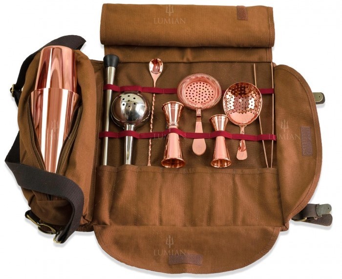 Kit de coctelería Lumian en estuche enrollable, 9 herramientas - Imagen 5
