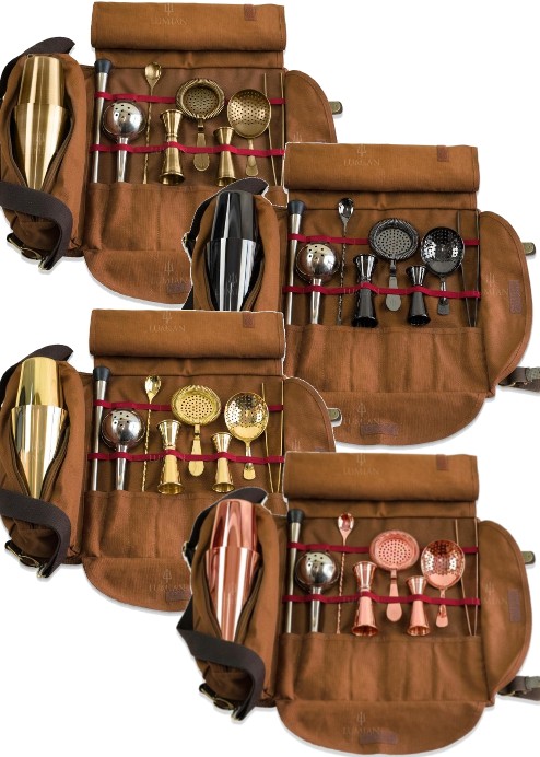 Kit de coctelería Lumian en estuche enrollable, 9 herramientas