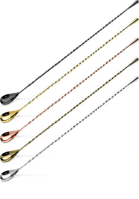 Cuchara de bar Drop 40 cm, acero inoxidable chapado, cinco acabados