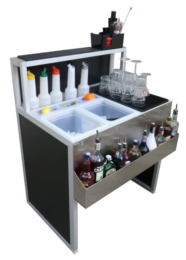 Estación de bar plegable Smart 90 cm, acero inoxidable