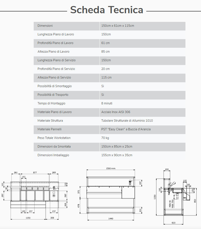 Estación de bar plegable Professional 150 cm con fregadero - Imagen 10