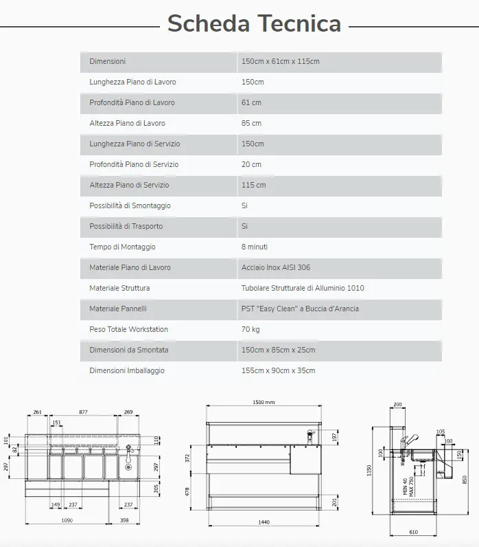 Estación de bar plegable Professional 150 cm con fregadero - Imagen 11