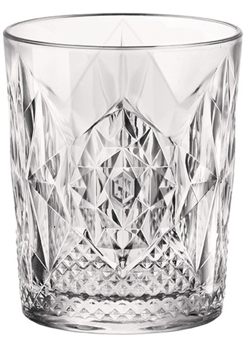 Vaso old fashioned Stone 40 cl con tallado vintage, pack de 6