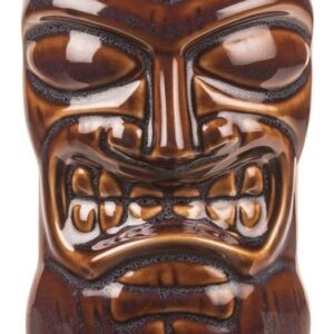 Taza tiki Totem Mask marrón, cerámica pintada a mano