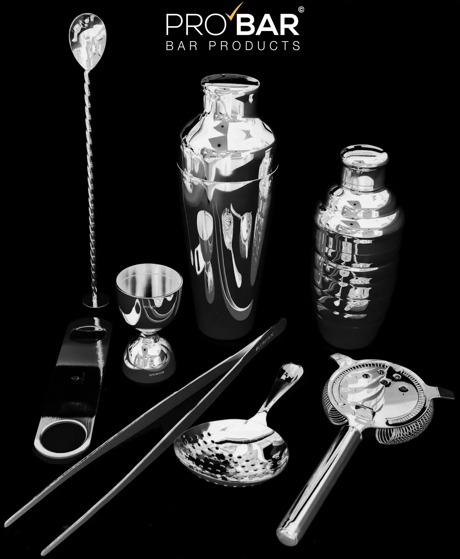 Kit de coctelería Lumian de acero, 8 piezas