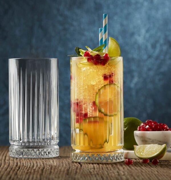 Vaso tumbler Elysia 44 cl con estrías, pack de 4
