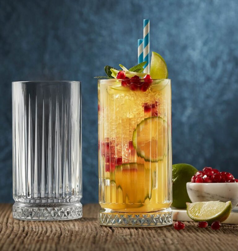 Vaso tumbler Elysia 44 cl con estrías, pack de 4