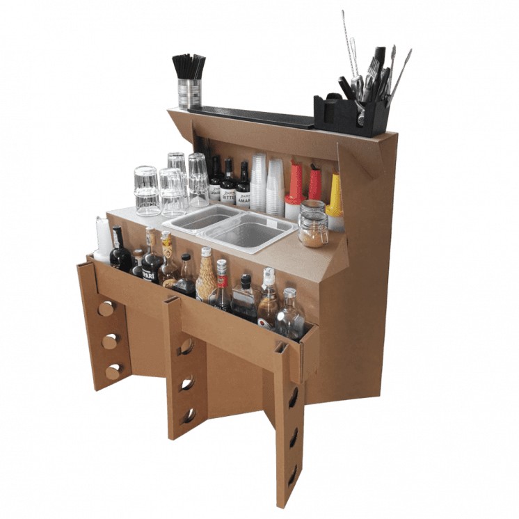 Barra de bar portátil de cartón Workstation Easy, 100 cm - Imagen 17