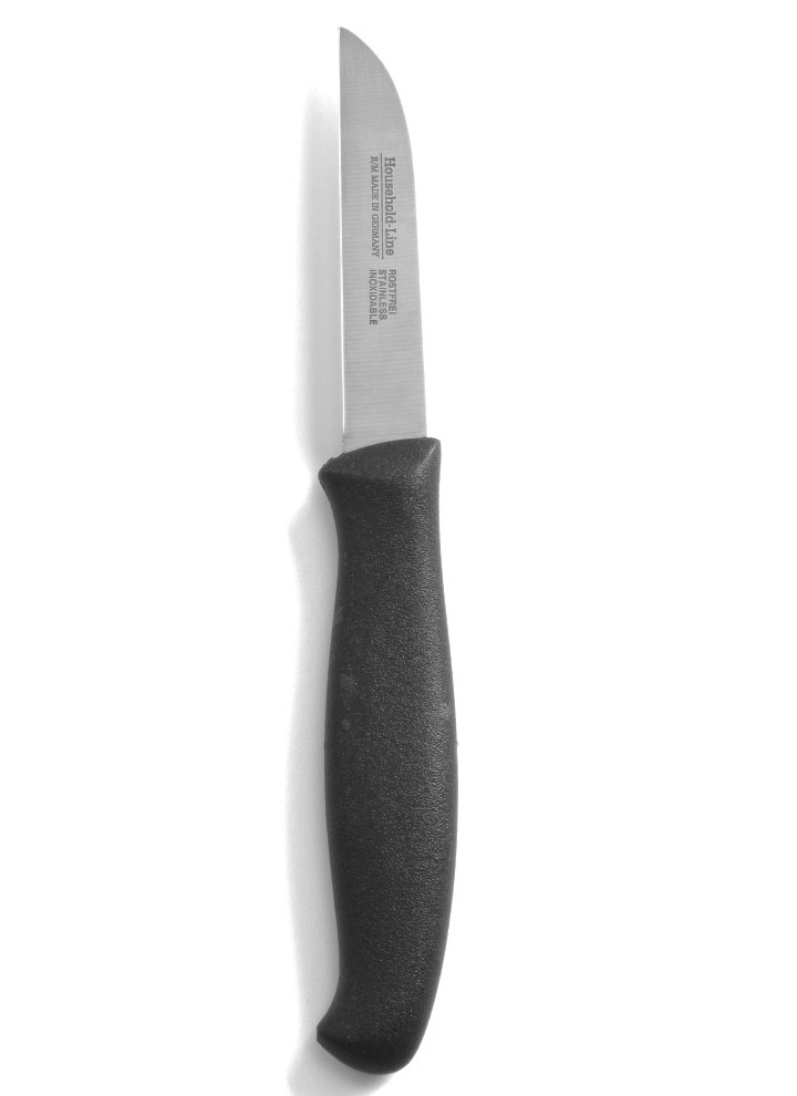 Cuchillo mondador de hoja recta 22 cm, acero inoxidable, mango negro