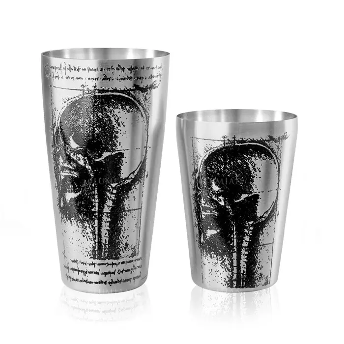 Coctelera Boston Leonardo 28 y 18 oz, grabada a mano - Imagen 2