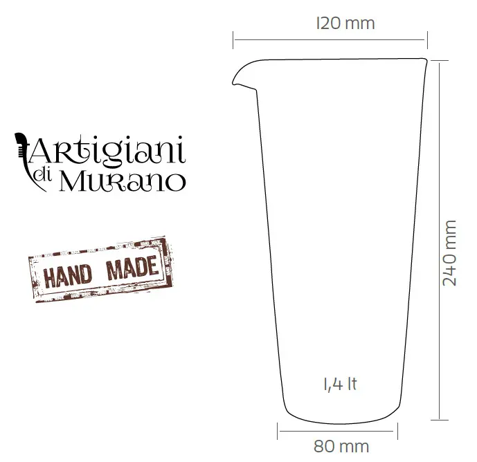 Vaso mezclador Scagner alto 86 cl, hecho a mano en Murano - Imagen 4