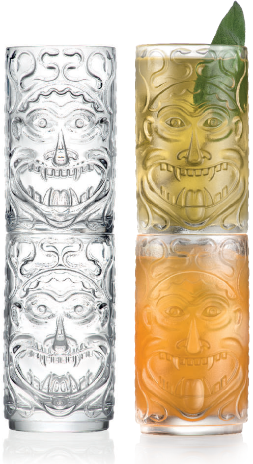 Taza tiki Etruria 45 cl, máscara de Medusa, pack de 4