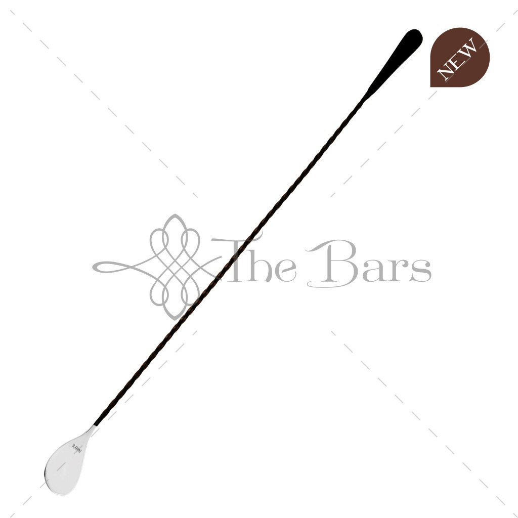 Cuchara de bar Hoffman 45 cm negra, mango en espiral, acero inoxidable