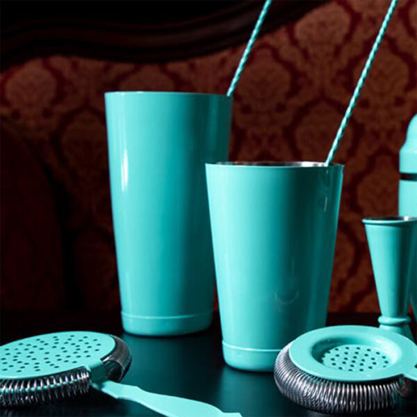 Coctelera Boston Tiffany 28 y 20 oz con contrapeso, acero inoxidable verde agua