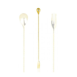Cuchara de bar tridente Lumian 40 cm, acero inoxidable 18/10 - Oro