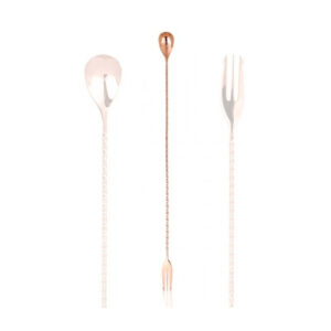 Cuchara de bar tridente Lumian 40 cm, acero inoxidable 18/10 - Cobre
