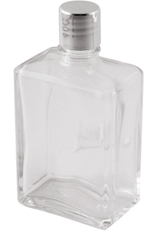 Botella cuadrada 100 ml, vidrio con tapón de rosca