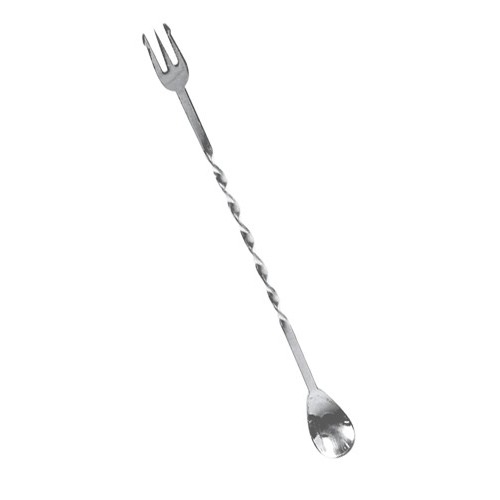 Cuchara de bar Neptuno 28 cm con tridente, acero inoxidable