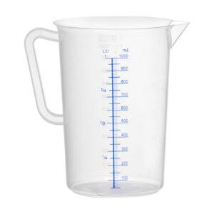 Contenedor graduado de 1 litro, plástico transparente