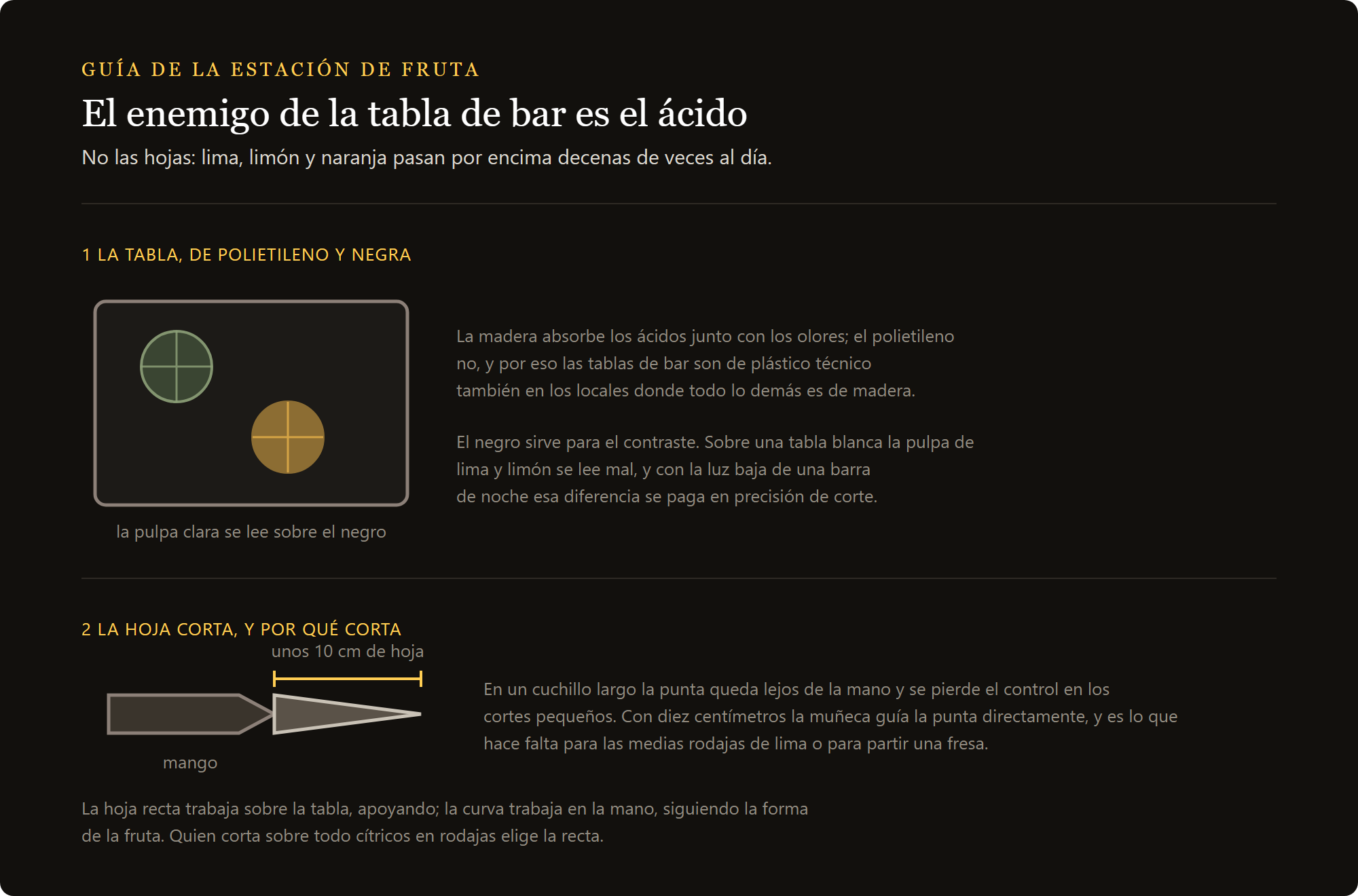 cuchillo mondador: la tabla de polietileno negro y la hoja corta del mondador