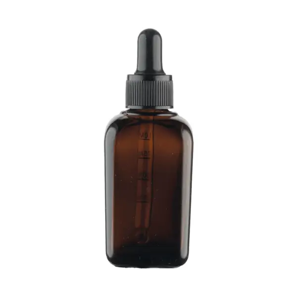 frasco cuentagotas ámbar de 50 ml en vidrio borosilicato con pipeta graduada en el tapón