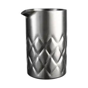 vaso mezclador de acero Iron vintage The Bars de 60 cl, doble pared satinada con tallado en rombos y pico