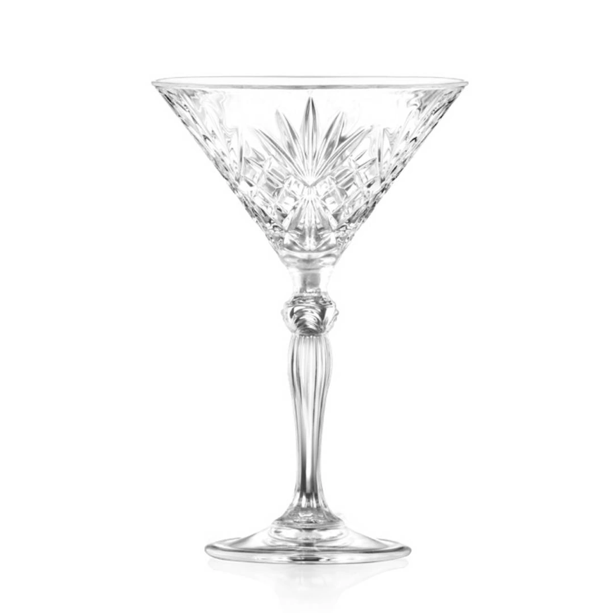 copa Martini Melodia: copa Martini RCR Melodia con cáliz en V tallado y nudo en el tallo