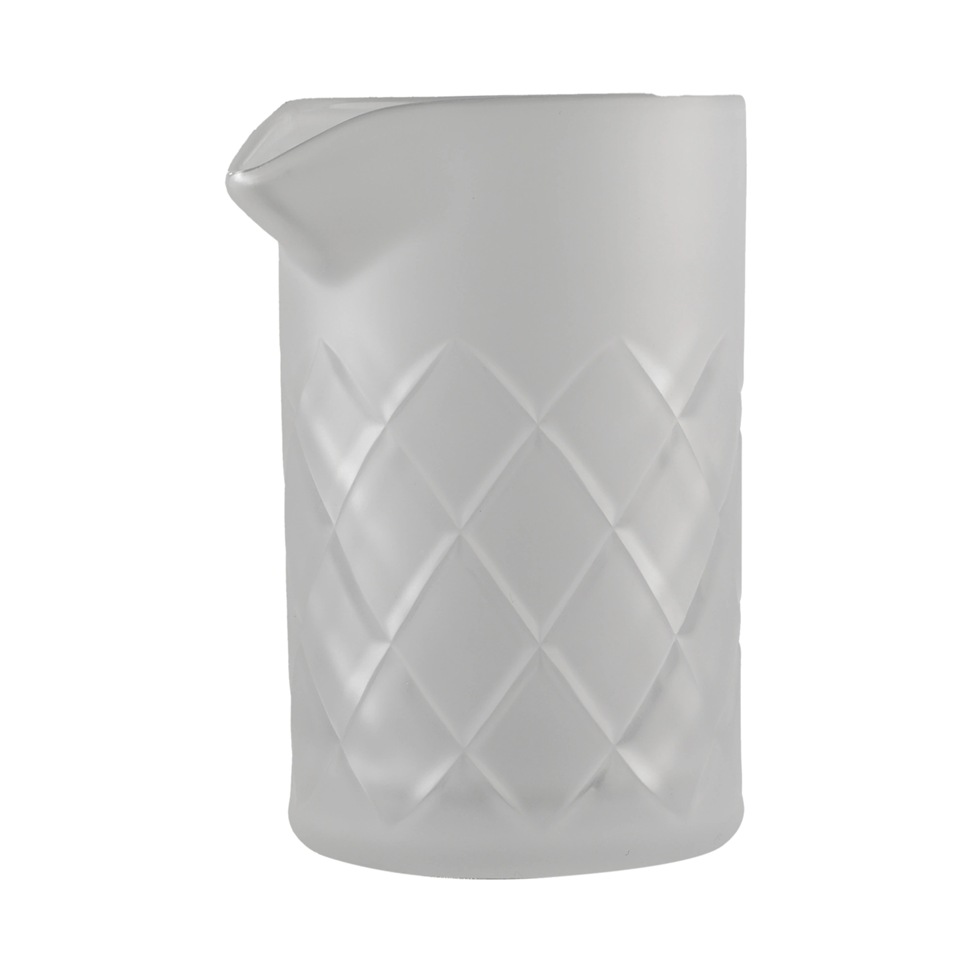 vaso mezclador Yarai: vaso para remover The Bars en vidrio arenado con talla de rombos y pico vertedor, de 50 cl