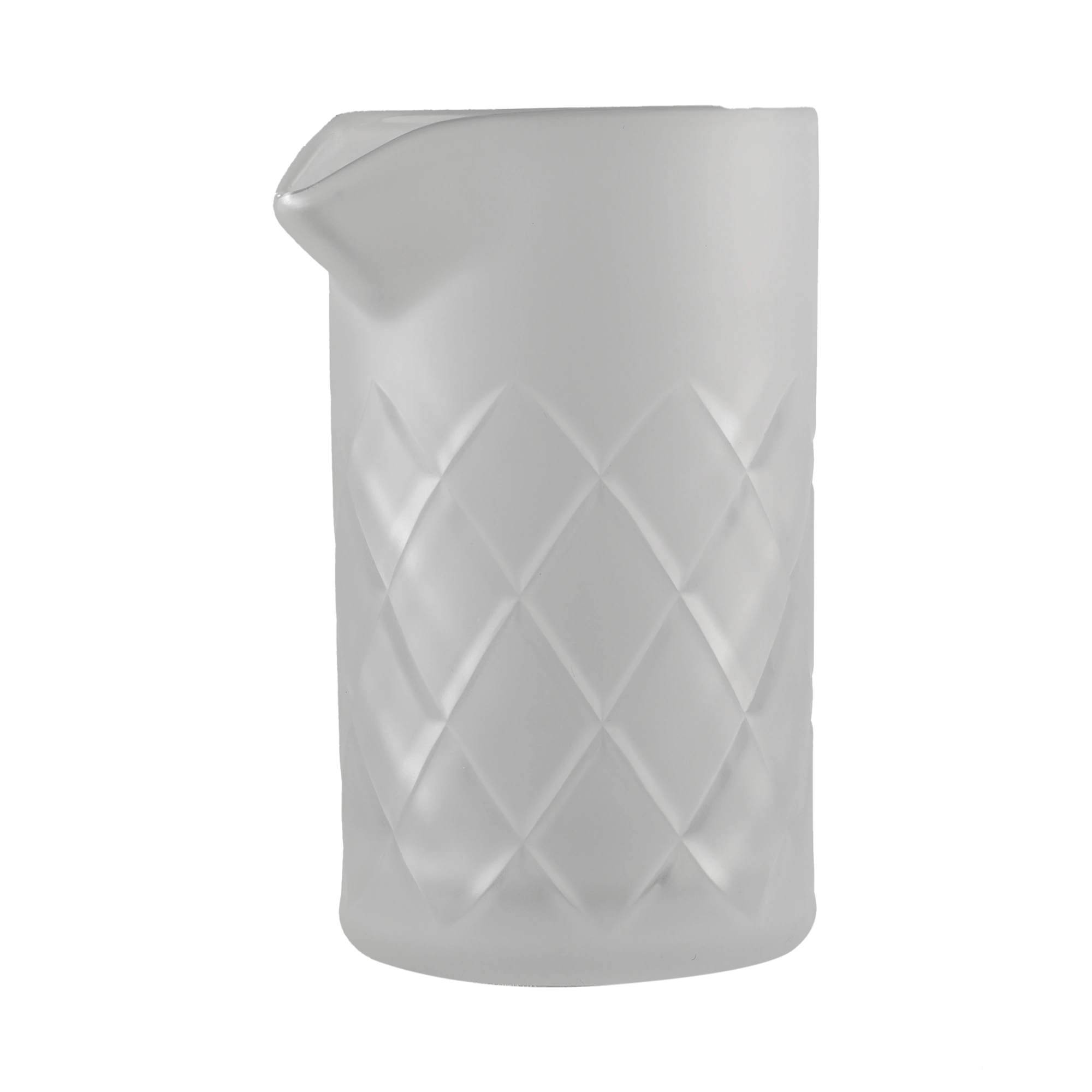 vaso mezclador Yarai: el formato de 75 cl, más alto, con la misma talla de rombos y el pico vertedor