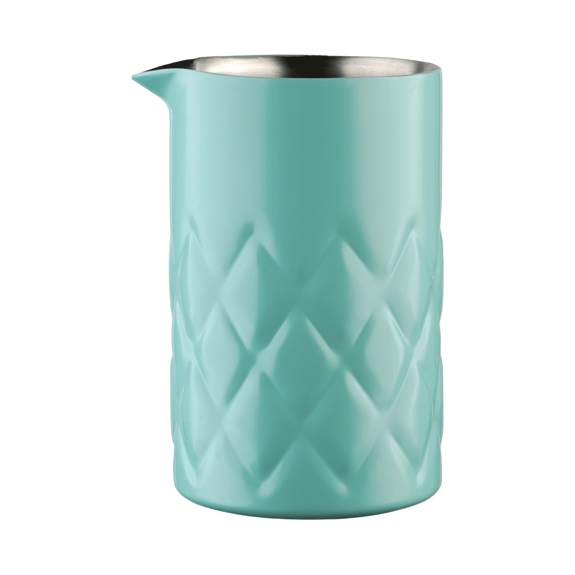 vaso mezclador Iron Tiffany: Iron Glass The Bars de 60 cl de doble pared, verde agua con tallado diamante y pico