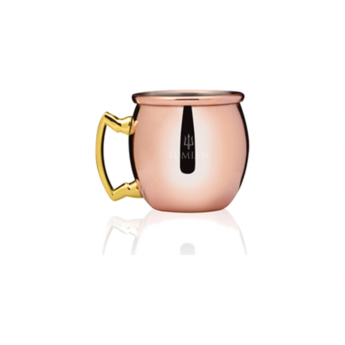 jigger mug: medidor Lumian de 6 cl con forma de taza Moscow Mule, chapado cobre con asa dorada