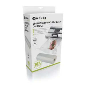 rollo de vacío 20 cm gofrado Hendi, caja de 2 rollos de 6 m