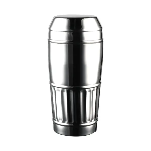 coctelera Deco Coffee The Bars de tres piezas en acero pulido, cuerpo en forma de barril con acanaladuras en la base