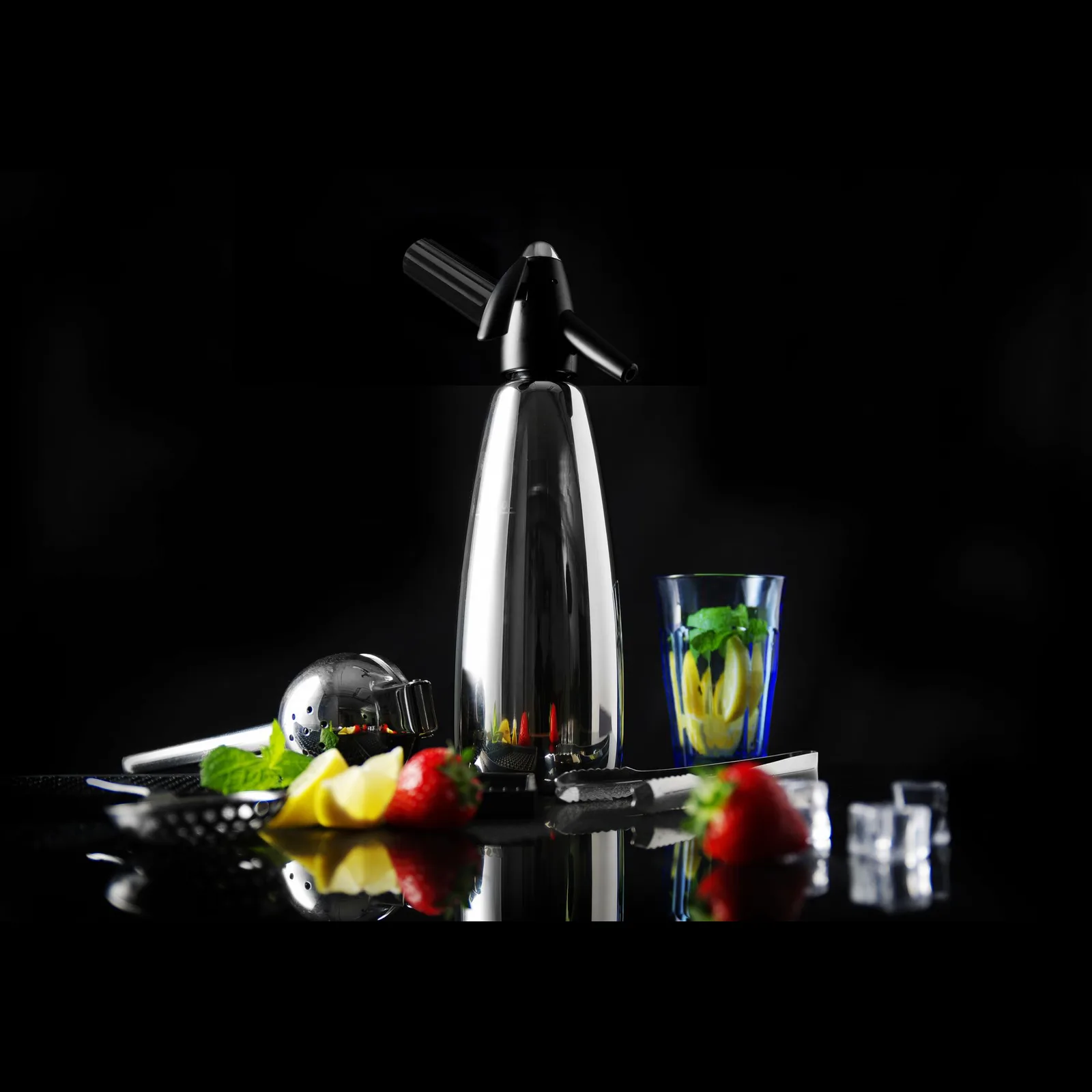 sifón de soda de acero inoxidable 1 l con tapón para el gas y gancho incluidos