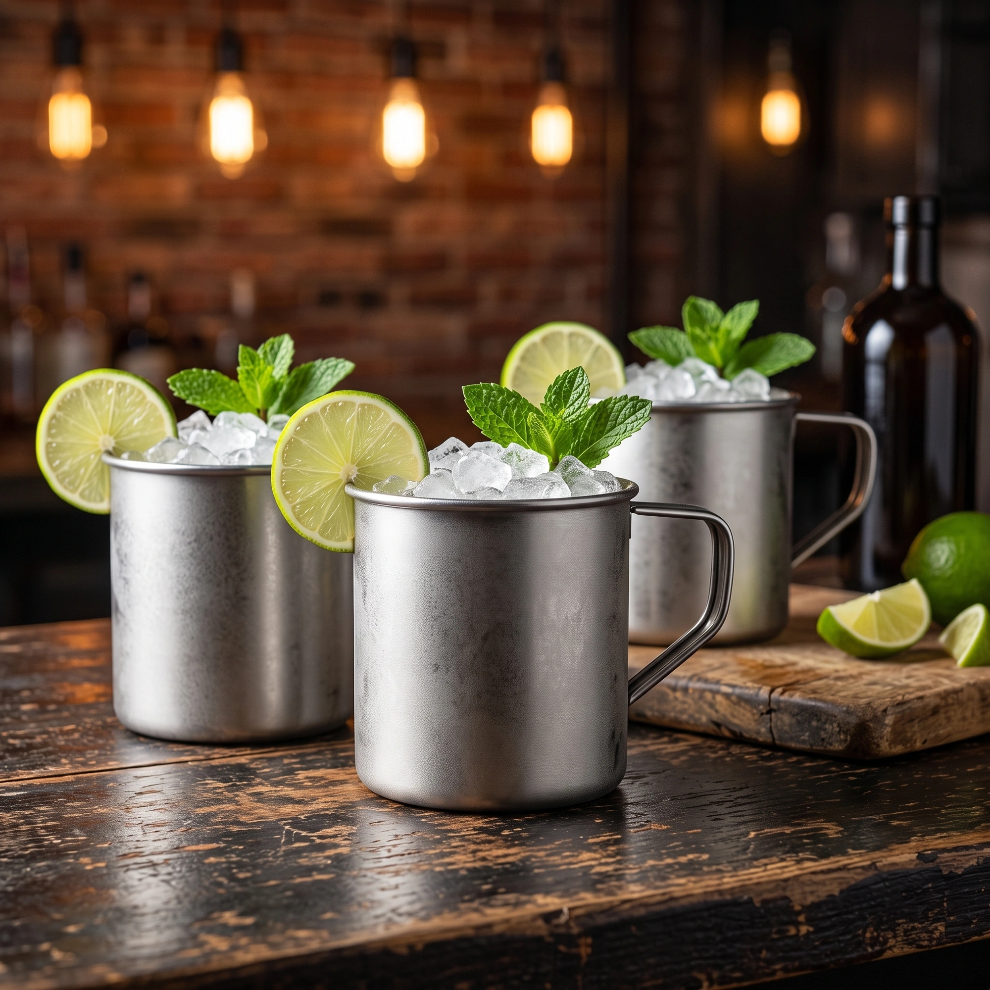 taza Moscow Mule vintage The Bars de 45 cl, acero inoxidable satinado mate con asa de acero