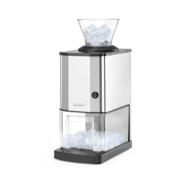 picadora de hielo eléctrica 12 kg/h con cuerpo de acero cepillado y recipiente transparente