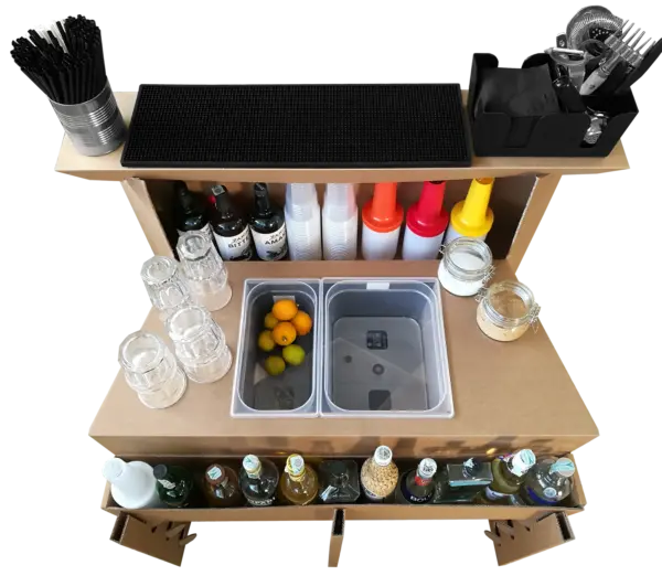 Barra de bar portátil de cartón Workstation Easy, 100 cm