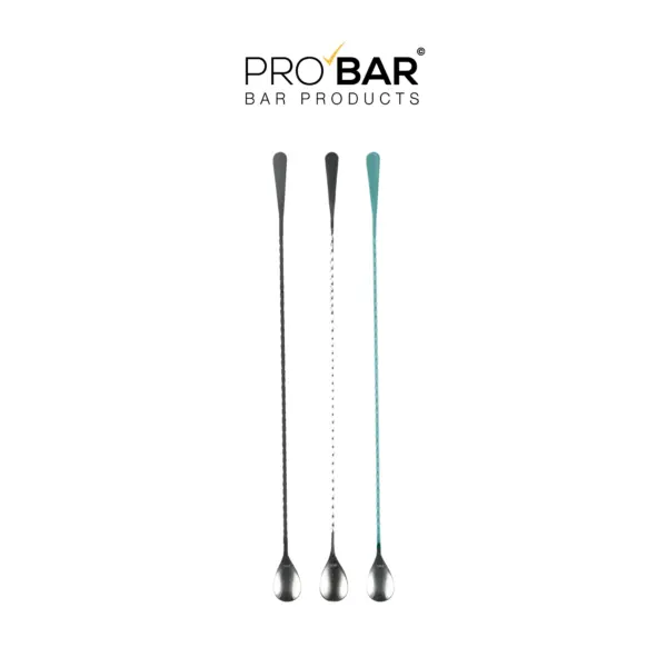 Bar spoon Hoffman 45 cm, cuchara de bar de acero inoxidable, 3 acabados