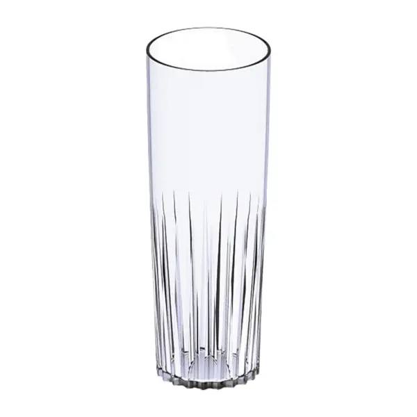 vasos de plástico duro Torino de 23 cl en SAN, altos y estrechos, con las rayas verticales