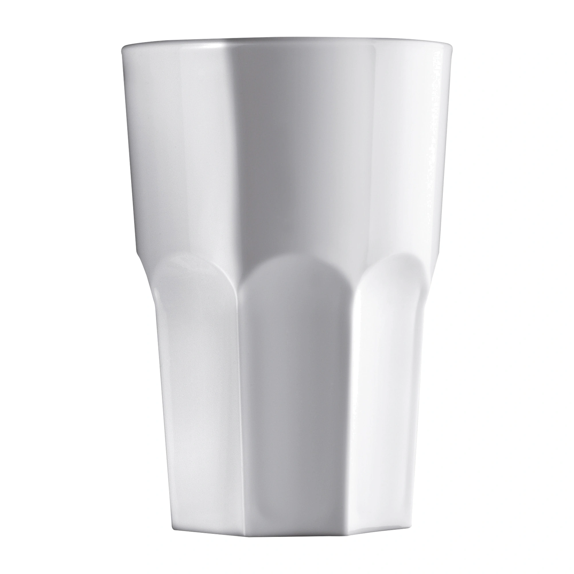 vasos de plástico duro blancos Granity de 40 cl en SAN blanco brillante con la pared octogonal