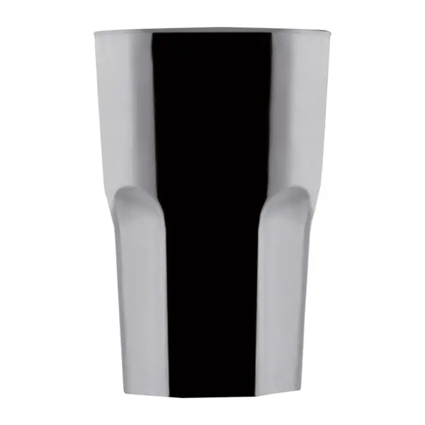 vasos de plástico duro negros Granity de 40 cl en SAN negro brillante con la pared octogonal