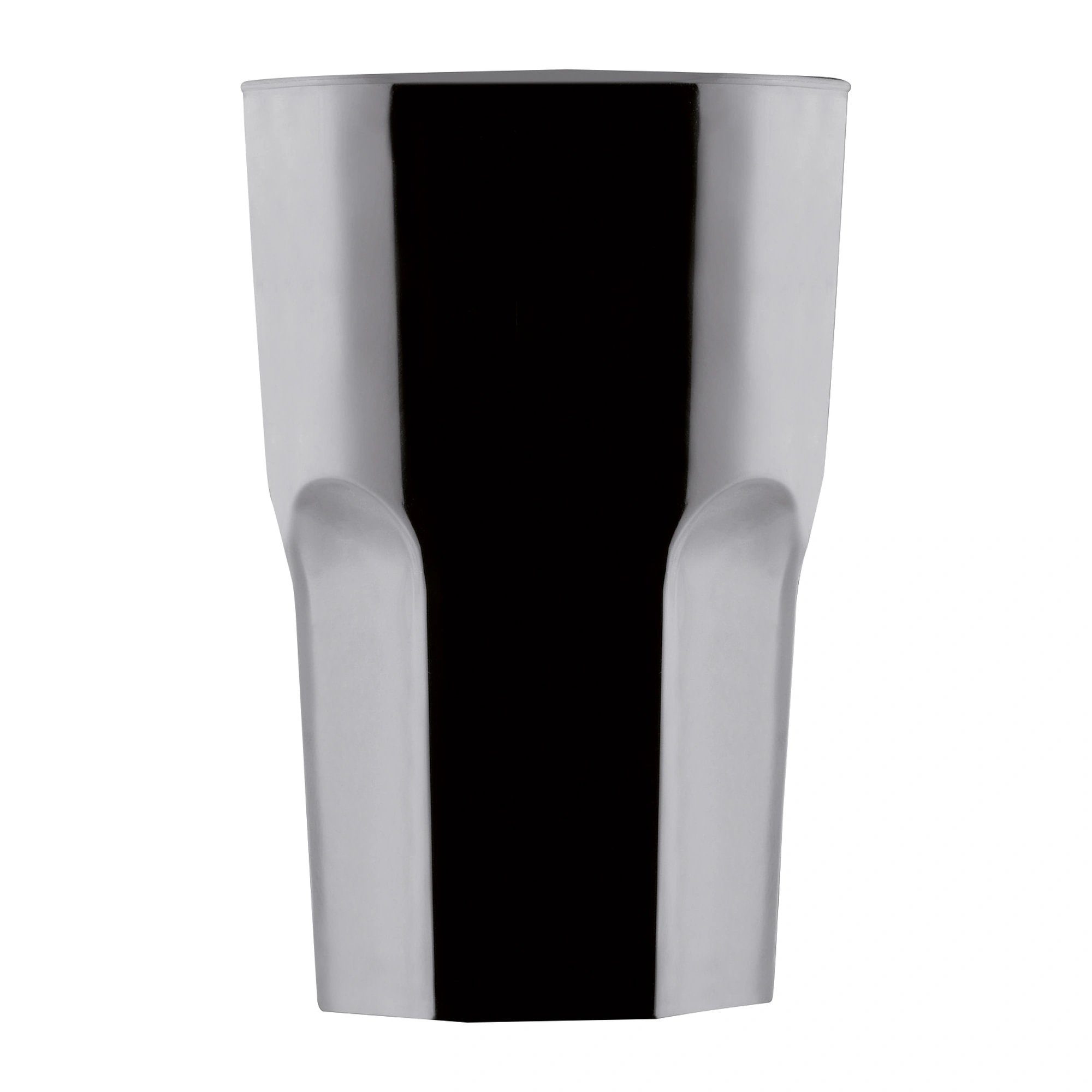 vasos de plástico duro negros Granity de 40 cl en SAN negro brillante con la pared octogonal