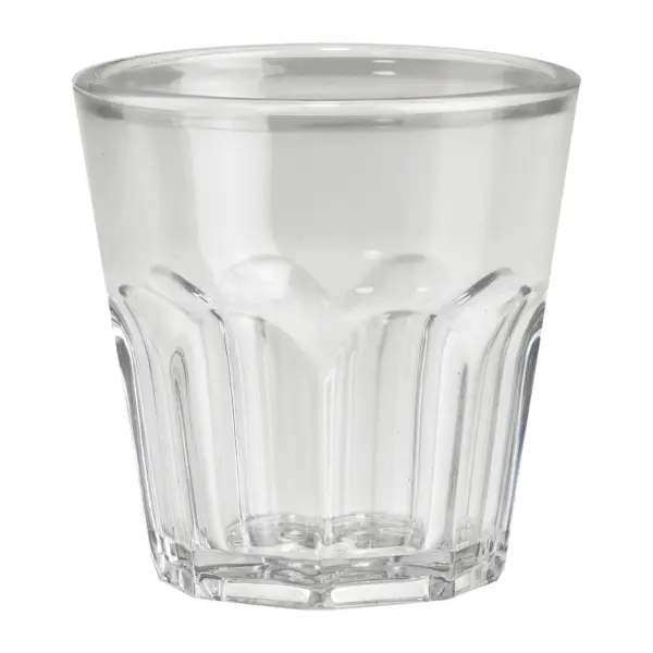 vasos de chupito de plástico Granity de 4 cl en SAN transparente con la pared octogonal