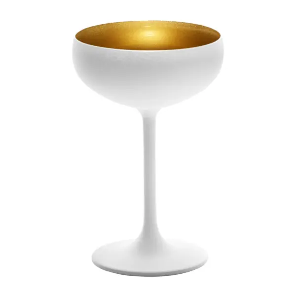 copa blanca y oro Olympic de Stölzle Lausitz de 23 cl, exterior blanco mate e interior oro