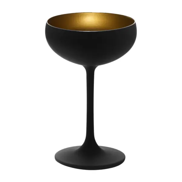 copa de champán negra y oro Olympic de Stölzle Lausitz de 23 cl, exterior negro mate e interior oro