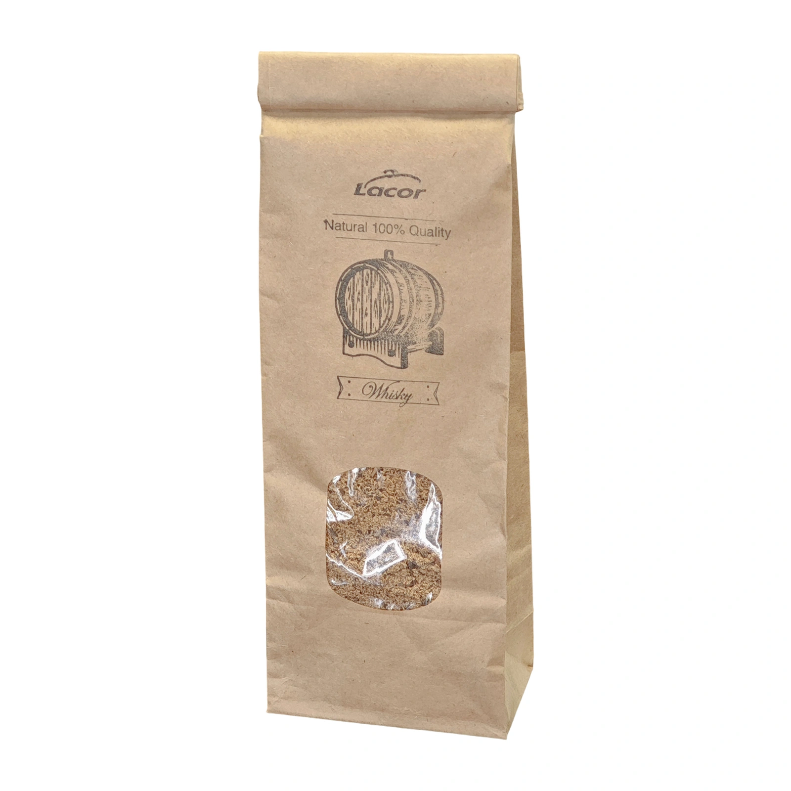 serrín para ahumador: serrín de madera Lacor Smokey de whisky en la bolsa de 100 g