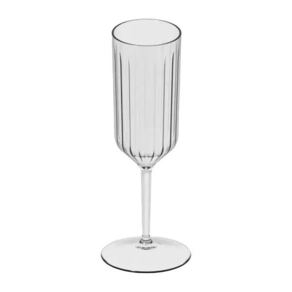 copas de plástico Kaleido de 27 cl, copa flauta en Tritan transparente con rayas verticales