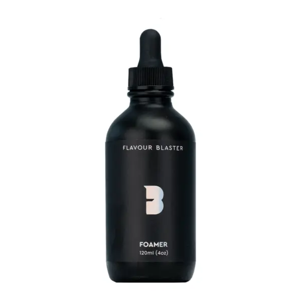 foamer cocktail Flavour Blaster: botella negra de 120 ml con cuentagotas y etiqueta FOAMER