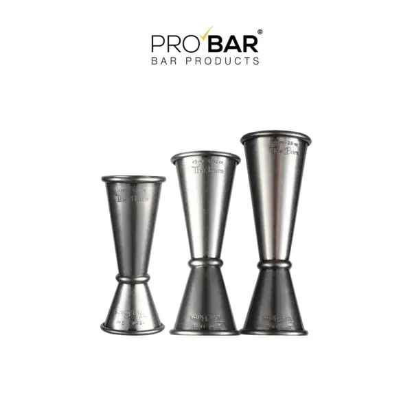 Jigger vintage de estilo japonés en acero inoxidable, 3 medidas de 15 a 60 ml